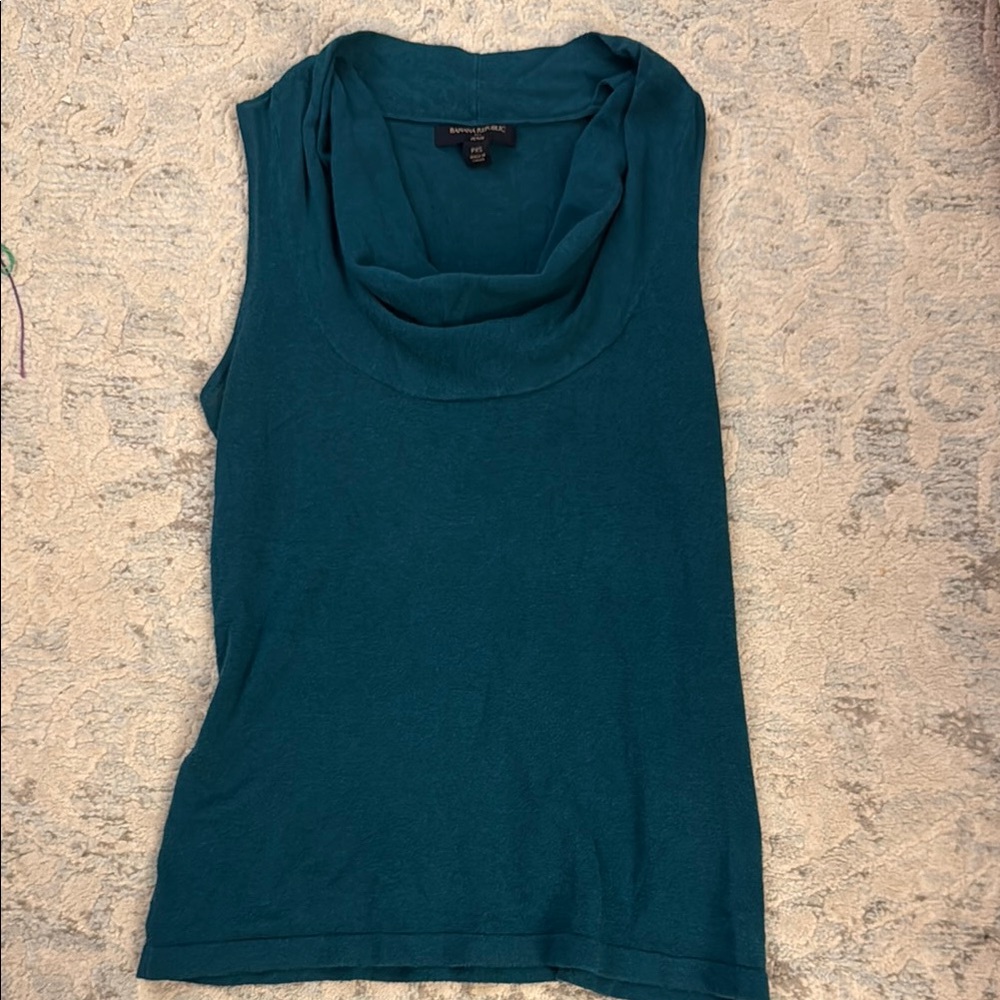 Teal Sleeveless Cowl Neck Top